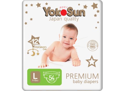 YokoSun Подгузники Premium L (9-13 кг) 54 шт