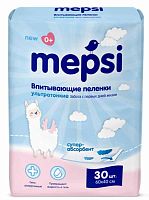 Mepsi Пелёнки детские впитывающие ультратонкие 60*40 см, 30 штук					