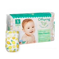 Offspring Подгузники, S 3-6 кг. 48 штук / расцветка Ананасы